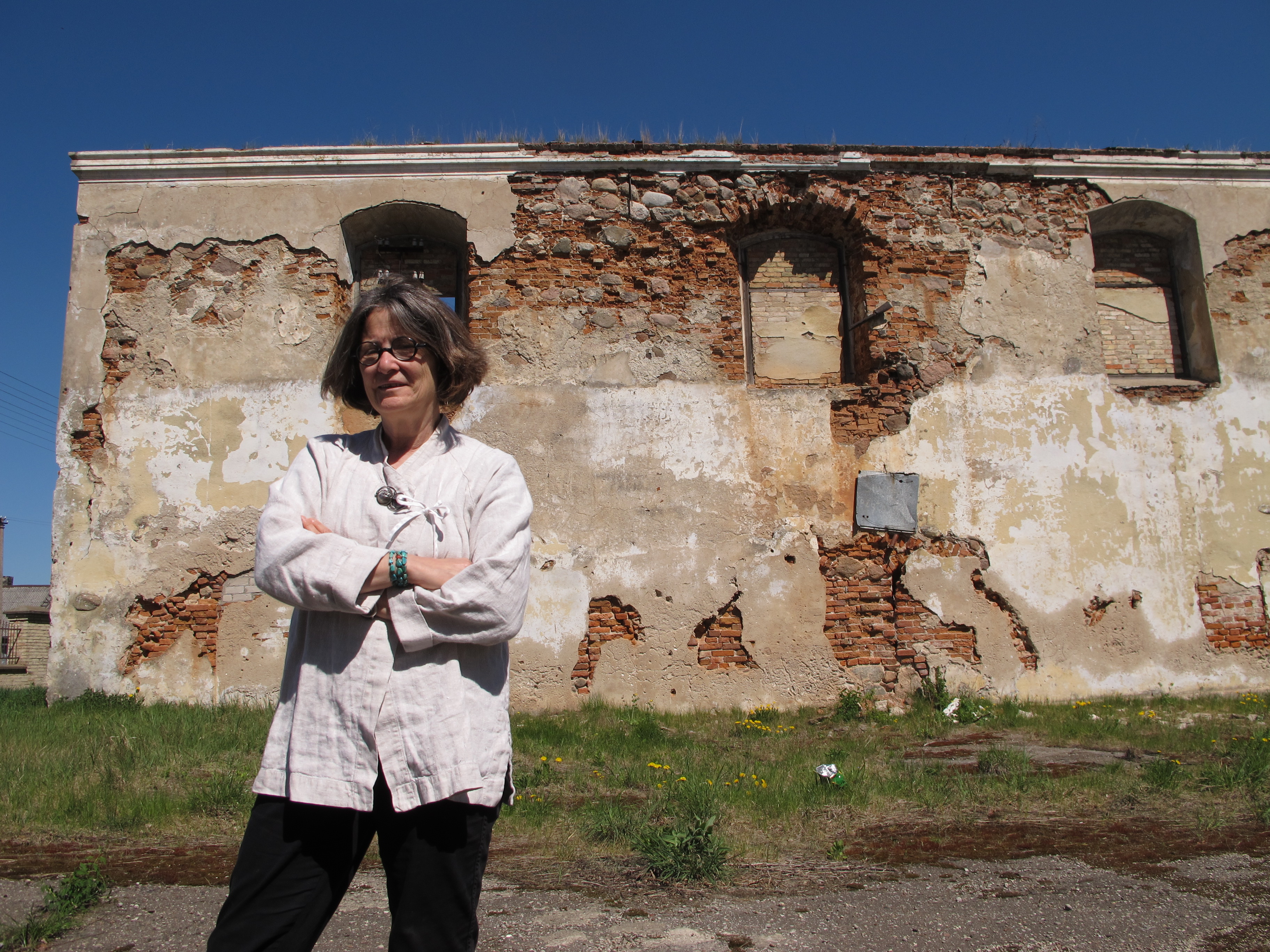 Me outside the ruined synagogue in Kalvarija, Lithuania, the town from which by great-grandparents emigrated to the US around 1880